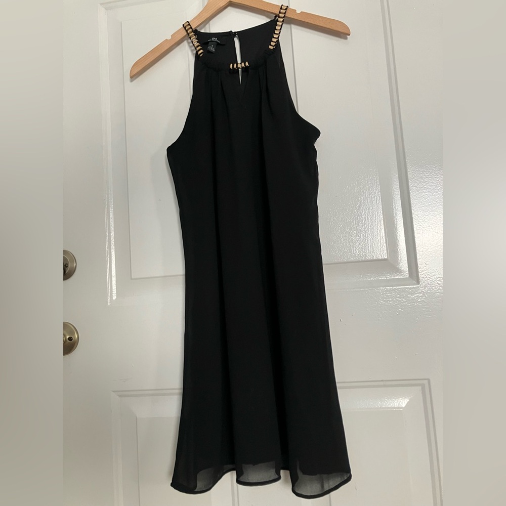 IN San Francisco- halter dress w/gold-toned 
Chain-link style, keyhole detail